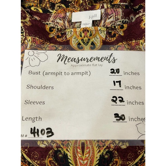 J.Jill Soft Boatneck Peplum Fall All Over Paisley Vented Tunic Sz Lg #4103 - Picture 10 of 11